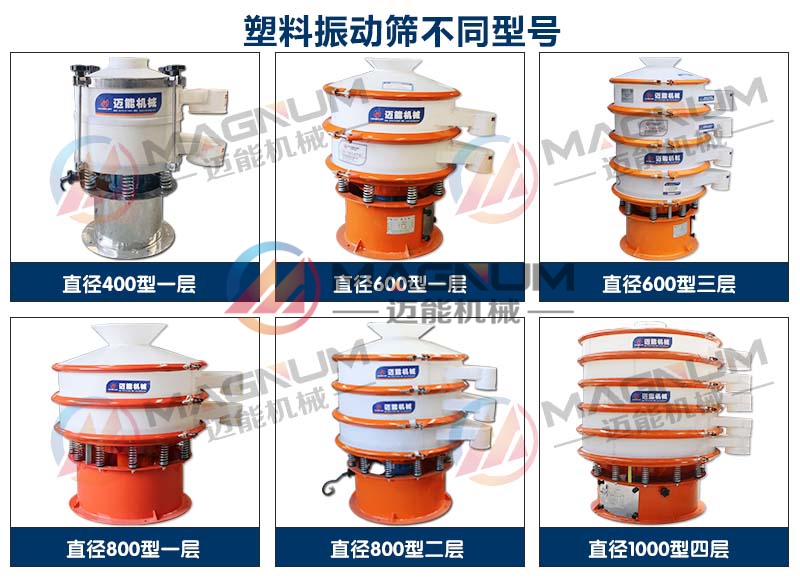 有機膨潤土塑料振動篩不同型號展示